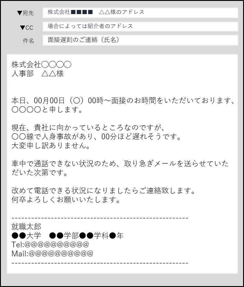 図＿面接当日の遅刻や緊急メール