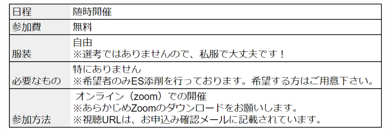 志望動機の書き方セミナー概要