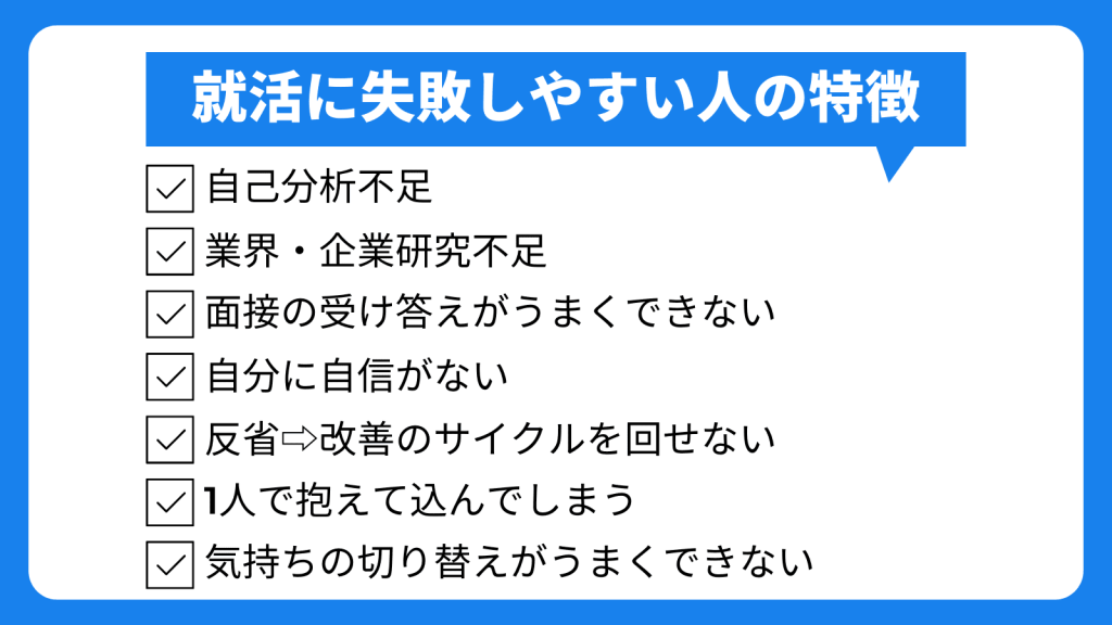 就活に失敗しやすい人の特徴