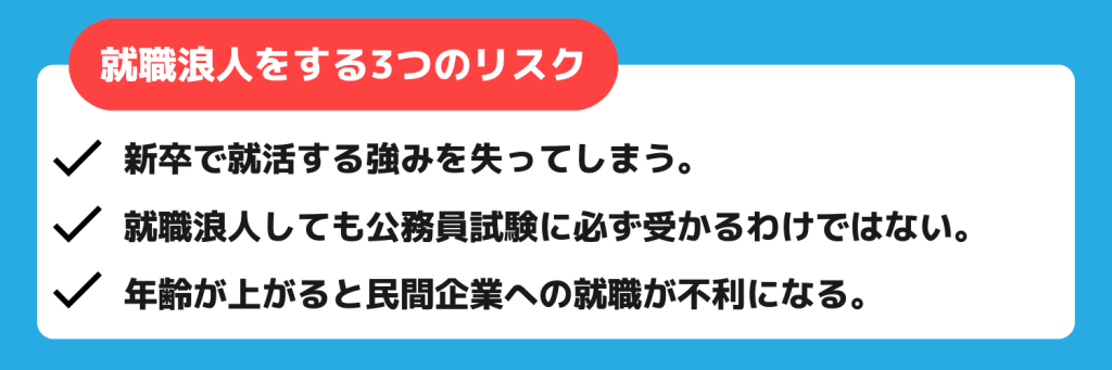 公務員試験に落ちて就職浪人するリスク