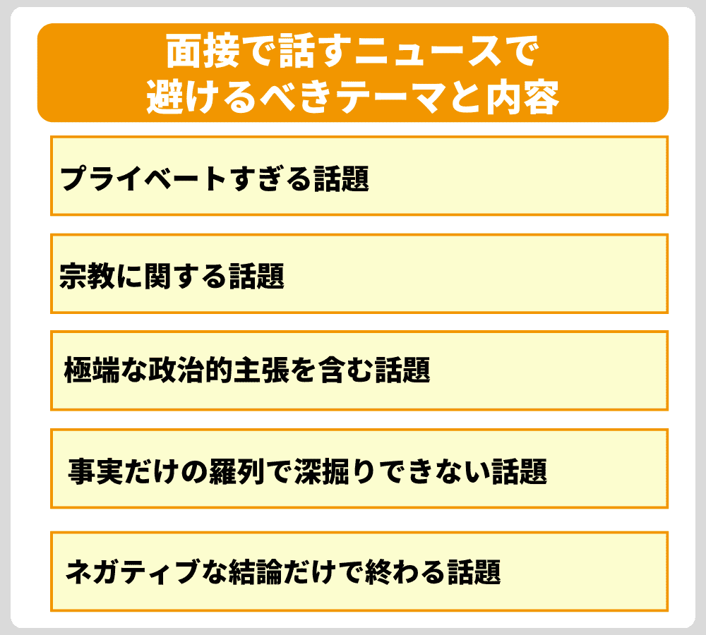 面接で話すニュースで避けるべきテーマと内容