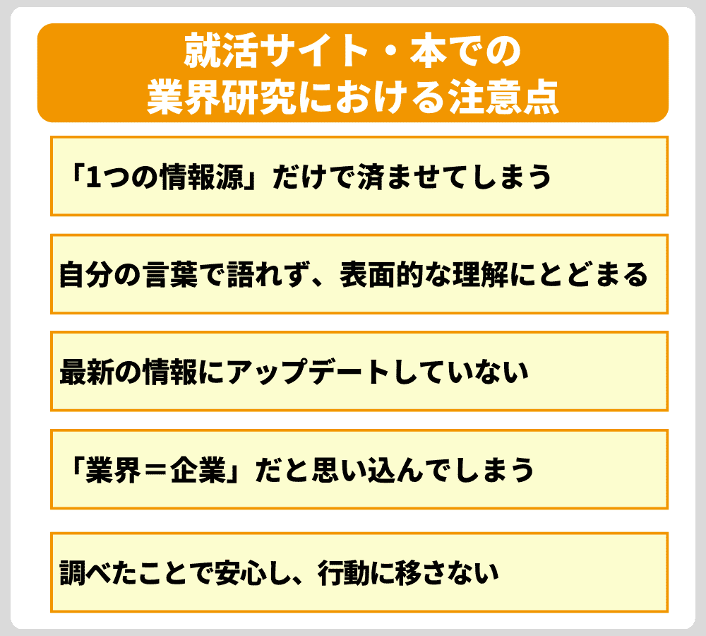 就活サイト・本での業界研究で陥りやすい5つの落とし穴