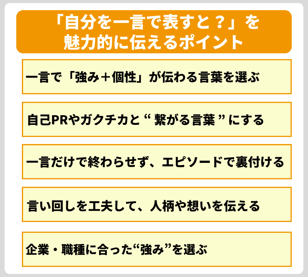 「自分を一言で表すと?」を魅力的に伝えるポイント