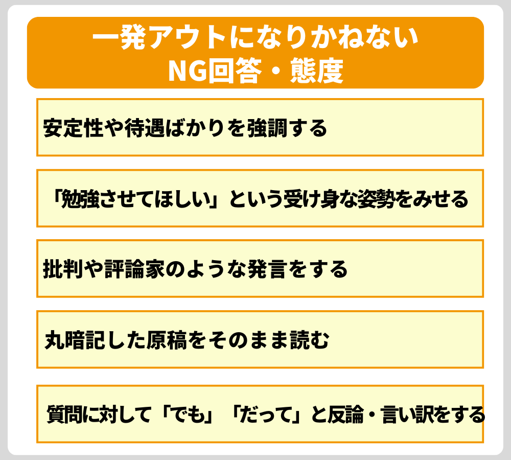 注意!一発アウトになりかねないNG回答・態度
